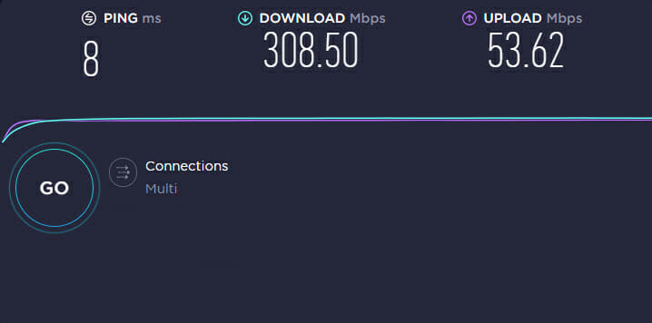 Control speed test without VPN